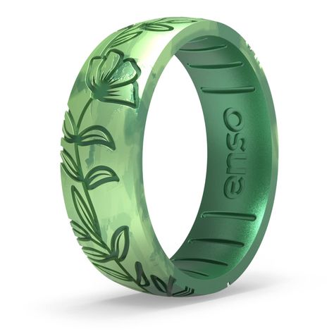 PRICES MAY VARY. ETCHED FLOWERS: The Enso Rings Etched Flower collection is inspired by spring flowers. Choose between your favorite pattern including Scarlet Spritz, Sugar Plum, Pretty in Pink, and Green Goddess. PREMIUM ENSO SILICONE RING: Enso is the first manufacturer of Premium Silicone Wedding Rings. Buy with confidence knowing that every Enso ring is made in the USA, and each ring includes a lifetime warranty. Our warranty covers rips, breaks, tears, and discoloration. Your first warranty Enso Rings, Lotus Ring, Silicone Wedding Rings, Cheap Rings, Silicone Ring, Floral Collection, Green Goddess, Silicone Rings, Handcrafted Rings