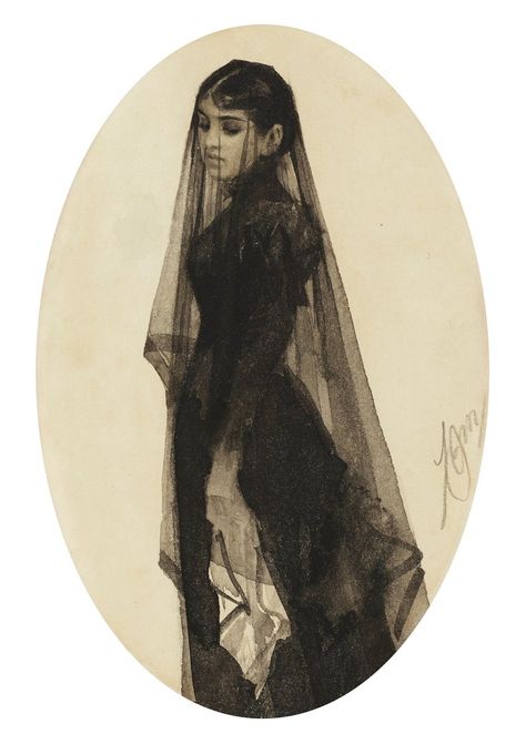 Anders Zorn, Victorian Vampire, Veiled Woman, Gothic Aesthetic, Victorian Lady, Victorian Gothic, Watercolor Illustration, Veil, Art Inspo