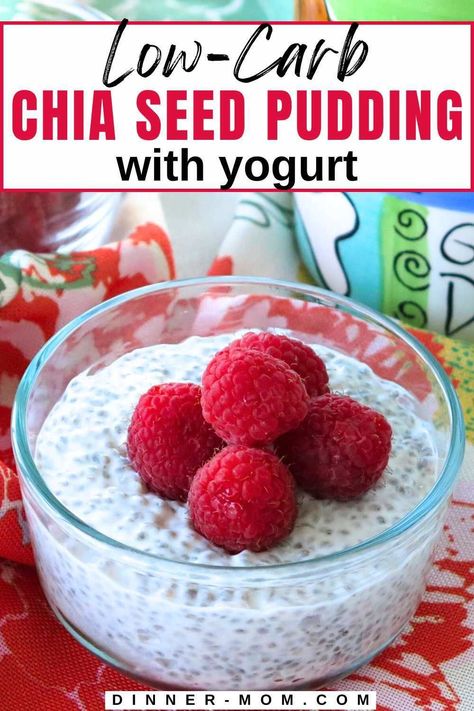 Chia seed pudding made with Greek yogurt is a healthy, high-protein breakfast or dessert that comes to life overnight in the refrigerator. It's low-carb, keto-friendly, and delicious topped with fresh berries, nuts, or chocolate! Or, as any good pudding can be, it can be savored without any toppings at all. Meal prep this for a great start to the day! Chia And Yogurt Recipes, Chia Seed Pudding For Diabetics, Chia Seed Pudding Low Calorie, Chia Seed And Yogurt Recipes, Chia Greek Yogurt Pudding, Chia Pudding With Greek Yogurt, Chia Overnight Pudding, Low Carb Desserts With Greek Yogurt, Chai Yogurt Recipe