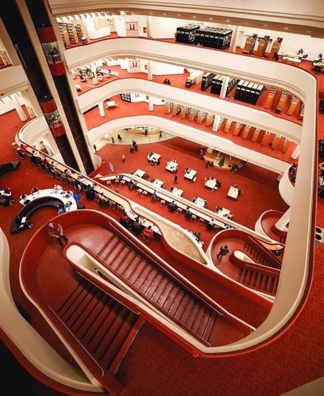 lusso on X: "Toronto Reference Library designed by architect Raymond Moriyama (1977) https://t.co/3LNgs3TAeM" / X Toronto Library, 70s Interior, Public Space Design, Library Architecture, Library Design, Retro Designs, Retro 70s, Retro Futurism, The 1970s