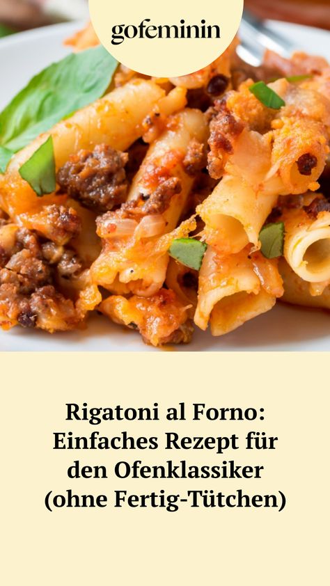 Schmeckt der ganzen Familie: Unser Rezept für deftiges Rigatoni al Forno macht satt und glücklich.#gofeminin #daily #trends #hacks #lifestyle #news #food Pasta Forno, Rigatoni, Pasta, Lifestyle