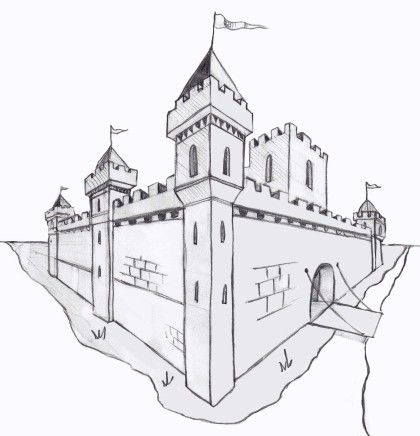 Linear Perspective Drawing, 2 Point Perspective Drawing, Point Drawing, 1 Point Perspective, Castle Drawing, Perspective Sketch, Perspective Drawing Architecture, Perspective Drawing Lessons, One Point Perspective