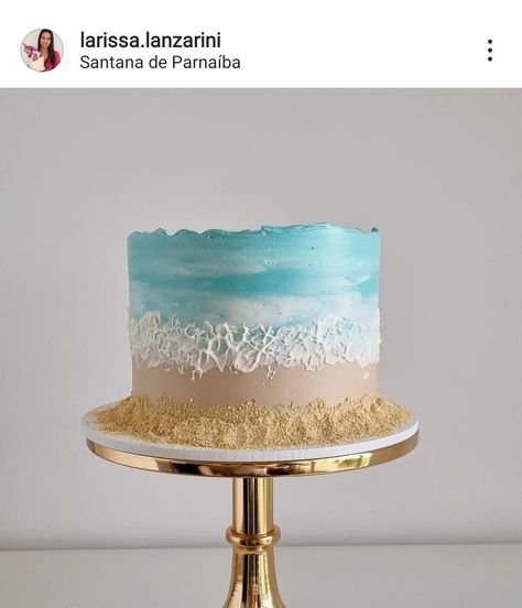 Blue And White Cake, Ocean Birthday Cakes, Summer Birthday Cake, Beach Birthday Cake, Surf Cake, Wave Cake, Surf Birthday, Beach Themed Cakes, Blue Jello