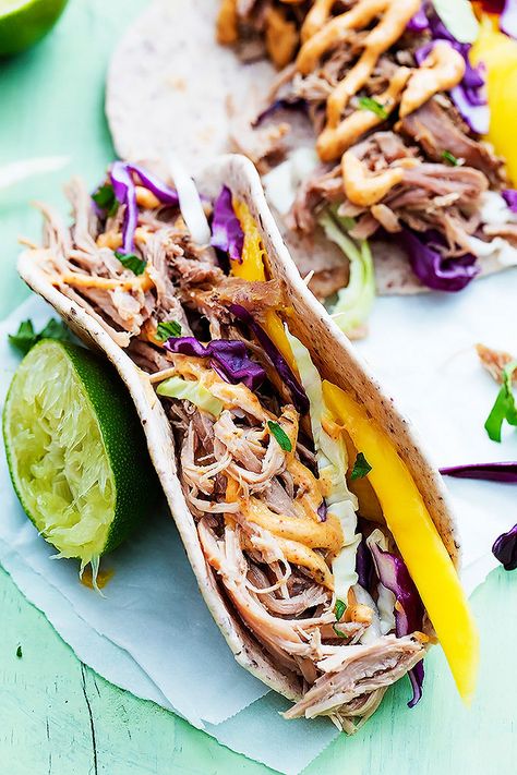 Kalua Pork Tacos | Creme de la Crumb Hawaiian Pork, Slow Cooker Recipes Pork, Kalua Pork, Pork Tacos, Fast Easy Meals, Easy Slow Cooker Recipes, Hawaiian Food, Slow Cooker Pork, Tacos Beef