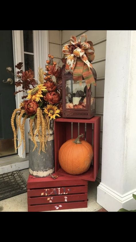 Fall Porch Decorating Ideas, Fall Porches, Fall Harvest Decorations, Ideas For Thanksgiving, Easy Fall Decor, Porch Decorating Ideas, Fall Front Porch Decor, Rustic Fall Decor, Fall Thanksgiving Decor