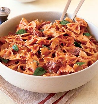 Farfalle with Sausage, Tomatoes, and Cream Recipe | Epicurious Farfalle Pasta Recipes, Pasta Farfalle, Resep Pasta, Farfalle Pasta, Sweet Italian Sausage, Tasty Pasta, Kielbasa, Idee Pasto Sano, Sausage Recipes