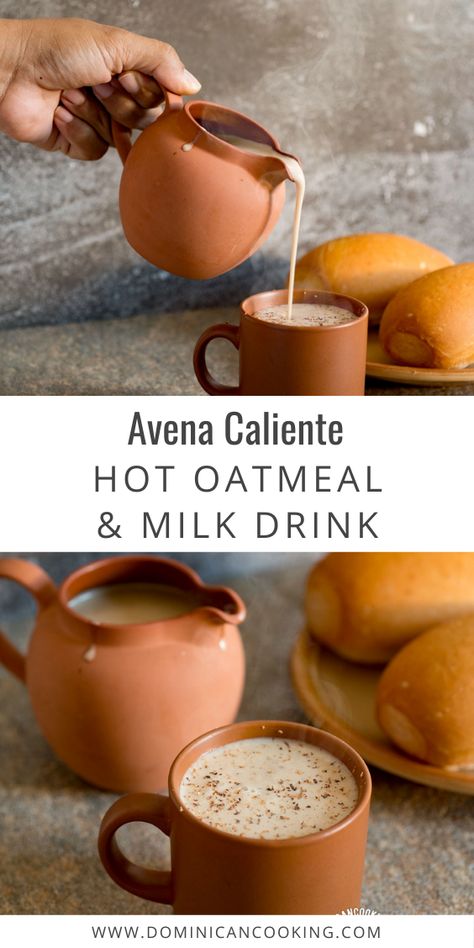 Avena Caliente (Oatmeal and Milk Hot Drink) was often served with breakfast when I was a kid. Practical, simple, quick to make and inexpensive, this is one of our favorite recipes. #avena #caliente #oatmeal #dominicanrecipe #dominicancooking #simplebyclara @SimpleByClara | dominicancooking.com Oatmeal Drinks Healthy, Spanish Milk Drink, How To Make Avena Drink, How To Make Avena, Hot Milk Drink Recipes, Dominican Avena Recipes, Spanish Oatmeal Recipes, Oatmeal Water Recipe, Mexican Oatmeal Drink