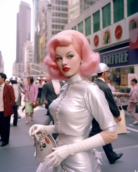 .While wandering through the quaint town, my eyes happen upon an alluring hair salon, with picturesque views and a skilled team of stylists… | Instagram Retro Future Fashion, Retro Futurism Fashion, Futurism Fashion, Alien Halloween, Nye Fashion, Space Fashion, Space Girl, Futuristic Fashion, Retro Futuristic