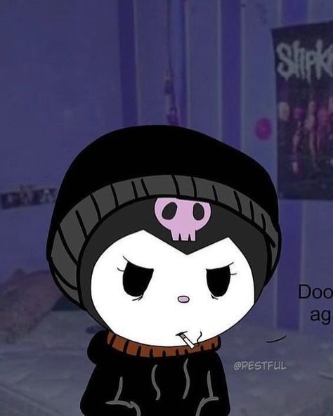 Kuromi Cute Pics, Dark Sanrio Icons, Kuromi Girl Pfp, Cat Kuromi, Kuromi Skull Icon, Boy Best Friend Pictures, Best Funny Photos, Arte Grunge, Hello Kitty Aesthetic