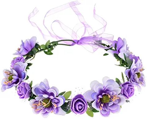 Amazon.com: lavender floral headpiece Women Headbands, Flower Wreath Hair, Flower Crown Bride, Boho Flower Crown, Flower Hair Band, Bridal Halo, Flower Crown Headband, Flower Girl Crown, Roses Wedding