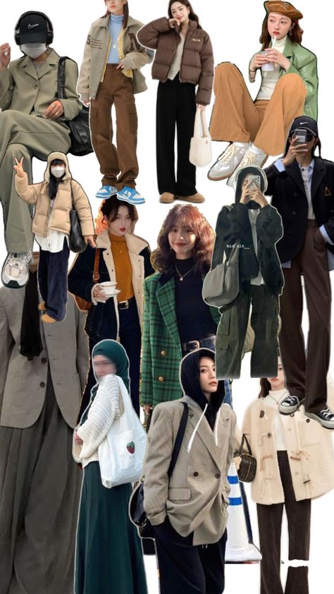 Green, beige, brown, blue, grey, brick brown, Flare Pants, Button Up Shirt, Puffer Jacket, Puffer, Button Up, Blazer, Skirt, Pants, Trousers