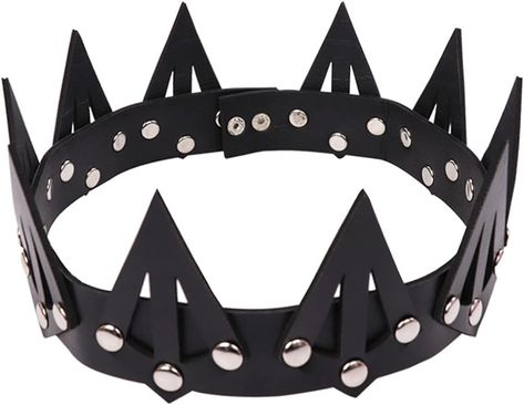 Amazon.com: KIPETTO Gothic Leather Crown Black Halloween Costume Headdress Adjustable Gothic Headband for Halloween Masquerade Wedding Birthday Party : Clothing, Shoes & Jewelry Medieval Tiara, Tyre Ideas, Cosplay Crown, Medieval Crown, Gothic Party, Gothic Crown, Style Headband, Leather Crafting, Party Headband