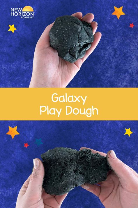 Galaxy Play Dough, Kids Sensory Activities, Space Day, Play Dough Recipe, Black Food Coloring, Diy Galaxy, Sensory Activity, Playdough Recipe, Black Food