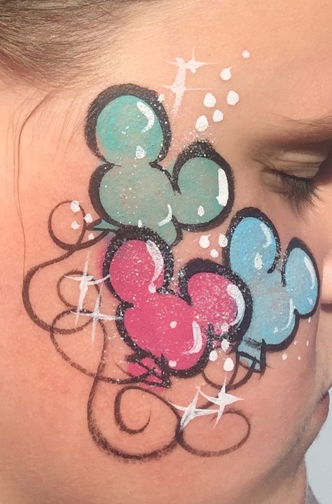 Cute Mickey face painting Disneyland Disney Face Paint Easy, Disney Face Painting Ideas, Bluey Face Painting Ideas For Kids, Face Paint Disney, Face Painting Disney, Mickey Mouse Face Paint, Disney Face Paint, Minnie Mouse Face Painting, Mouse Face Paint