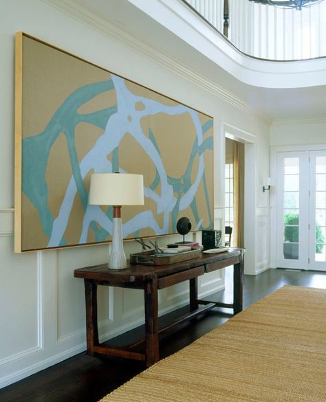 Robert Stilin, Art Placement, Large Scale Art, Turquoise Painting, Foyer Decorating, Hall Design, Large Artwork, Big Art, Interior Design Art