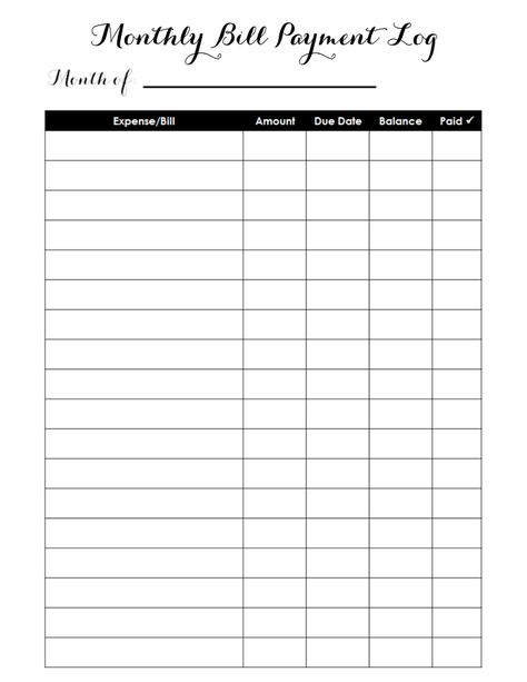 Free Printable Bill Payment Log Bill Organization Printables, Bill Payment Organization, Family Planner Printables, Bill Tracker Printable, Bills Budget, Bill Planner, Family Binder, Monthly Bill, Bill Organization