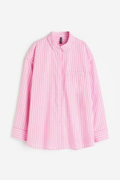 Pink And White Striped Shirt Outfit, White Striped Shirt Outfit, Oversized Poplin Shirt, Poplin Shirt, Pink Shirt, Oversized Shirt, Cotton Poplin, Fashion Company, Striped Shirt