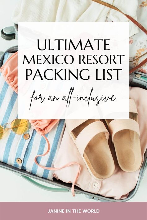 Learn exactly what to pack for a Mexico all-inclusive resort. Click through to pack for your Mexico beach vacation! | mexico packing list | cancun packing list | mexico resort packing | beach vacation packing list | what to wear in mexico | mexico travel tips | Things To Bring To Mexico Packing Lists, Packing Tips For Beach Vacation, Things To Pack For Mexico All Inclusive, How To Pack For All Inclusive Resort, 2 Week Vacation Packing List Mexico, Honeymoon Packing List Mexico, Riviera Maya Packing List, All Inclusive Beach Packing List, What To Wear At All Inclusive Resort