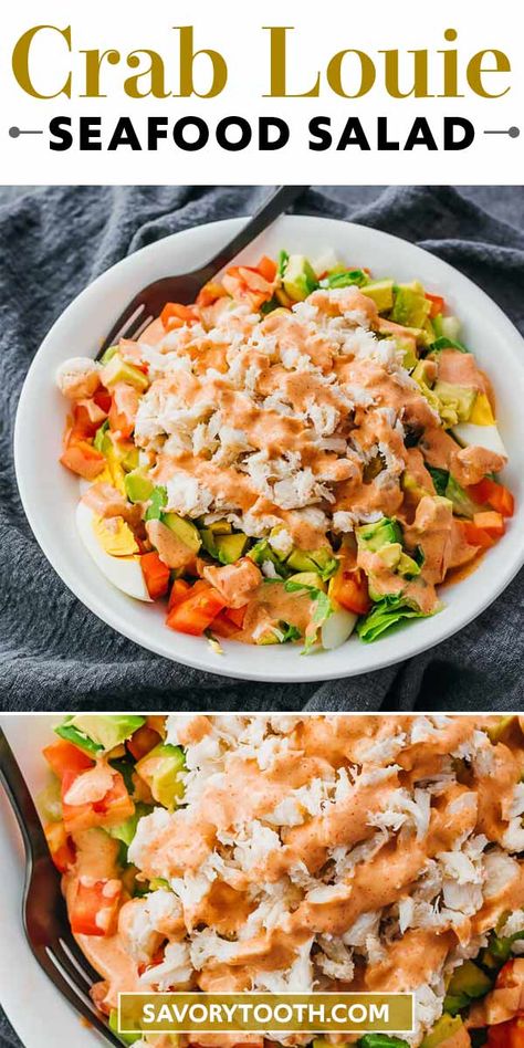 Crab Louie Salad, Seafood Salad Recipe, Crab Louie, Crab Salad Recipe, Sea Food Salad Recipes, Crab Meat Recipes, Low Carb Salad, Egg Salad Recipe, Crab Salad