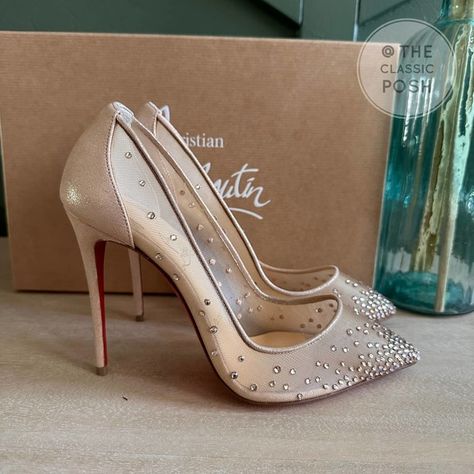 NEW Christian Louboutin Pigalle Follies Strass Pumps Heels 100 mm Sz 38 Follies Strass Louboutin, Louboutin Aesthetic, Christian Louboutin Pigalle Follies, Pigalle Follies, Louboutin Pigalle, Heel Tap, Christian Louboutin Pigalle, Louboutin Shoes, Christian Louboutin Shoes