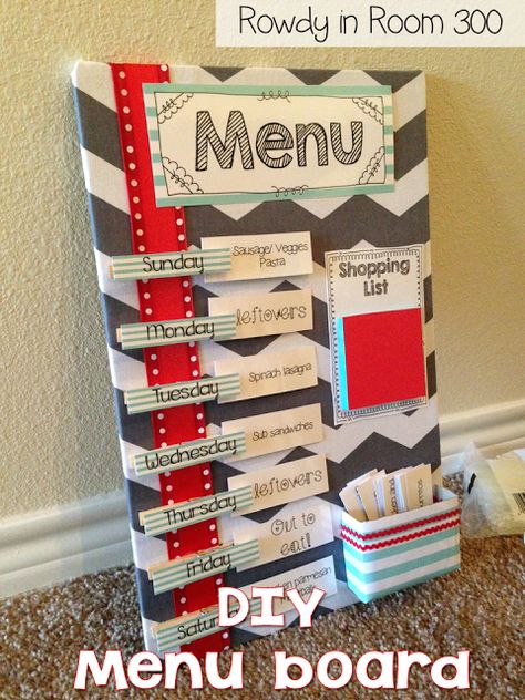 Morning you guys!I finally am back to some sort of "normal" since moving! Woohoo! I made this little... Menu Board Diy, Uppfostra Barn, Diy Menu, Menu Boards, Menu Board, Menu Planning, Cleaning Tips, Organization Hacks, Getting Organized