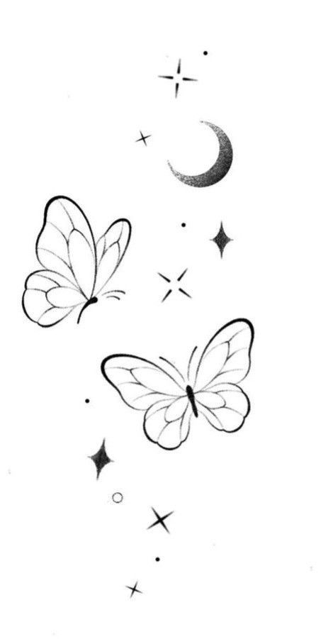 Tattoo Drawings Butterfly, Small Butterfly Drawing, Butterfly Drawing Aesthetic, Simple Butterfly Drawing, Side Body Tattoos, Easy Butterfly Drawing, Borboleta Tattoo, Butterfly Drawings, Simple Butterfly Tattoo