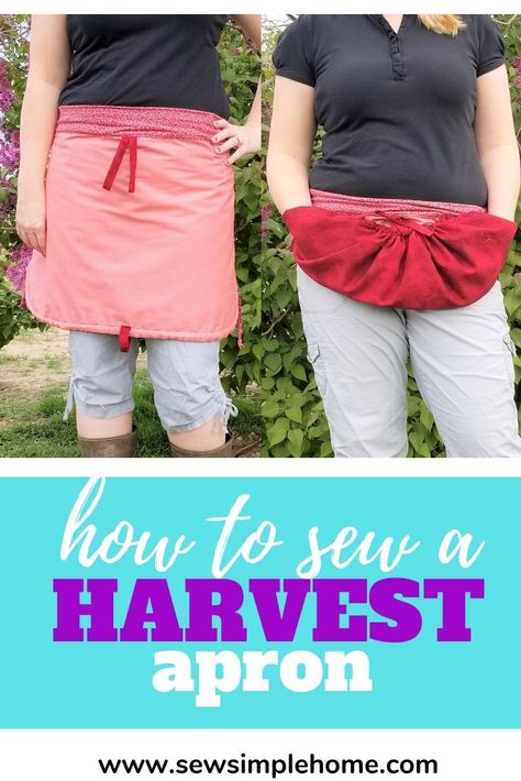 Make gardening easier this year with  your own gardening or harvest apron pattern.  Use it down as a simple apron sewing pattern or tie it up as an egg gathering apron or a harvest apron. Harvest Bag Pattern, Gather Apron Pattern, Pattern For Gathering Apron, Gathering Apron Pattern Free Sewing, Diy Garden Apron Free Pattern, Gathering Apron Diy, Free Harvest Apron Pattern, Sew Egg Apron, Basket Apron Pattern Free