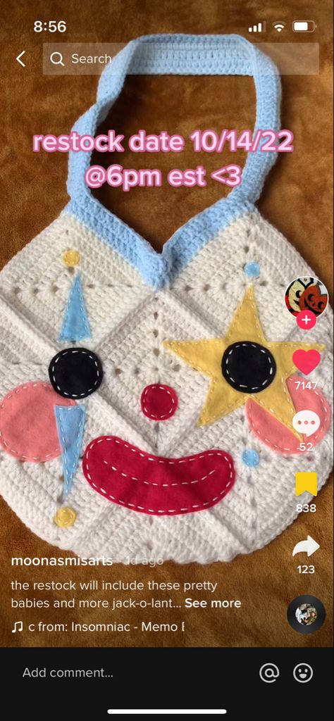 Crochet Clown Granny Square, Clown Hat Crochet Pattern, Clown Crochet Tapestry, Fun Crochet Bags, Clown Granny Square, Crochet Clown Accessories, Crochet Clown Bag, Crochet Clown Outfit, Crochet Clown Costume