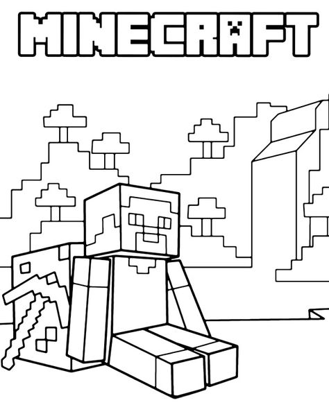 Steve and Minecraft logo coloring page Minecraft Birthday Invitations, Minecraft Logo, Super Mario Coloring Pages, Minecraft Printables, Minecraft Blocks, Minecraft Coloring Pages, Minecraft Steve, Boy Coloring, Skin Minecraft