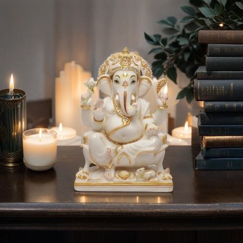 Marble Handicraft, Temple Home, Lord Ganesha Statue, Elephant God, Ganesha Statue, Ganesh Ji, Ganpati Bappa, Marble Sculpture, Lord Ganesha