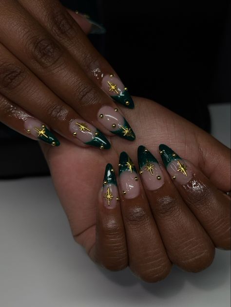 Black Prom Nails, Blue Prom Nails, Prom Nails Red, Emerald Nails, Gold Acrylic Nails, Witch Nails, Green Acrylic Nails, Dark Green Nails, Teal Nails