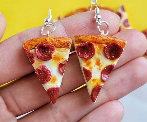 Clay Pizza, Pizza Earrings, Constellation Earrings, Earrings Food, Fake Gauge Earrings, Dinosaur Earrings, Book Earrings, Earrings Aesthetic, I'm Broke