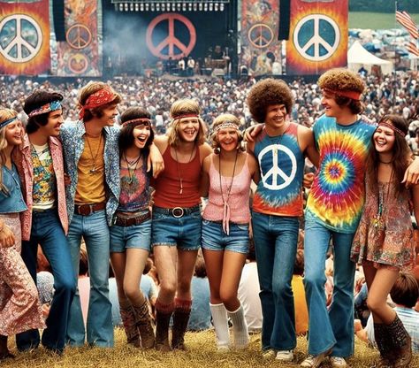 Woodstock Outfits 1969, Hippy Festival Aesthetic, 60s Hippie Aesthetic, Woodstock 1969 Photos, Motown Aesthetic, Woodstock Aesthetic, 60s Woodstock, Woodstock Outfit, Hippie Style 70s