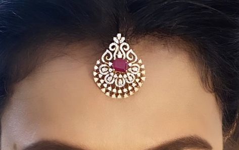 Small Maang Tikka Gold, Diamond Maang Tikka Designs, Diamond Lockets Indian Pendants, Papada Billa, Papidi Billa, Mang Tika, Small Pearl Necklace, Baby Jewellery, Anklets Indian