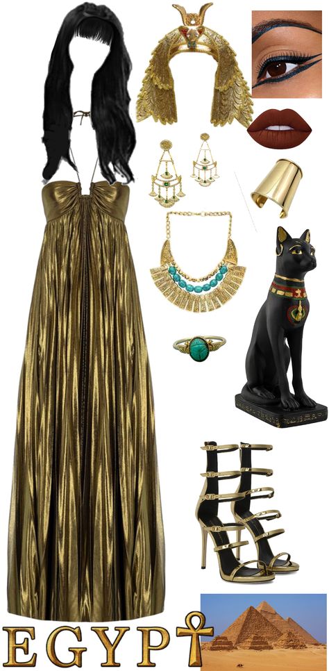 Egyptian Festival Outfit, Egypt Inspired Outfits, Homemade Egyptian Outfit, Ancient Egypt Inspired Outfits, Ancient Egyptian Clothing Queens, Egyptian Party Outfit, Egyptian Goddess Aesthetic Outfit, Cleopatra Outfit Ancient Egypt, Egyptian Dress Up