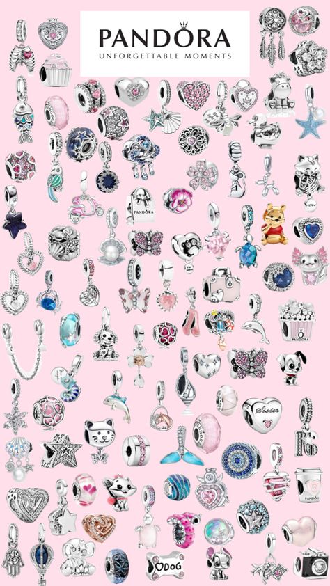 Pandora Charms Pink, Cute Shuffles, Pandora Bracelet Charms Ideas, Pandora Bracelet Designs, Pandora Jewelry Charms, Pandora Pink, Pandora Disney, Jewelry Accessories Ideas, Pandora Bracelet Charms