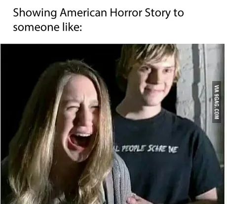 Horror Movies Scenes, Ahs Funny, American Horror Story Memes, American Horror Story Funny, Tate Ahs, Evan Peters American Horror Story, Movies Scenes, Ahs Cast, Tate And Violet