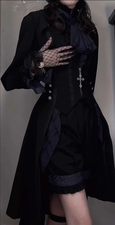 Dark Blue Black Ouji Gothic Outfit Male Jun Core, Purple Goth Outfits Men, Ouji Outfit, Gothic Suit Mens Purple, Blue And Black Gothic Outfit, Gothic Fashion Purple, Dark Blue Gothic Aesthetic, Outfit Male, Gothic Outfit