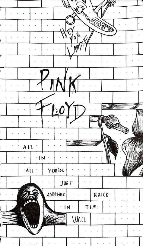 Brick Wallpaper Iphone, Pink Floyd Wallpaper, Pink Floyd Tattoo, Pink Floyd Lyrics, Pink Floyd Poster, Pink Floyd Art, Pink Floyd Wall, Music Poster Ideas, Brick In The Wall