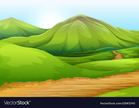 Hills Illustration, School Flashcards, Hill Drawing, Hill Illustration, Scenery Drawing For Kids, Cartoon Forest, Media Pembelajaran, Nature Road, Forest Backdrop