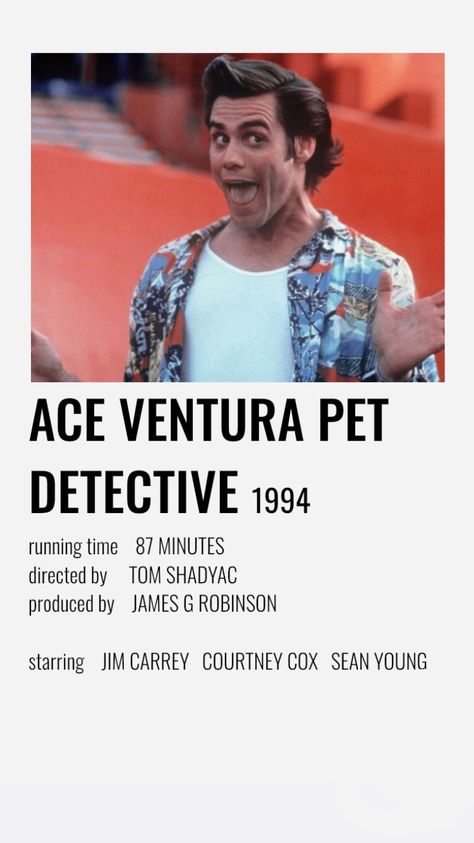 Detective Movies, Ace Ventura Pet Detective, Pet Detective, Movies To Watch Teenagers, Classic Films Posters, Ace Books, Ace Ventura, Movie Decor, Movie Card