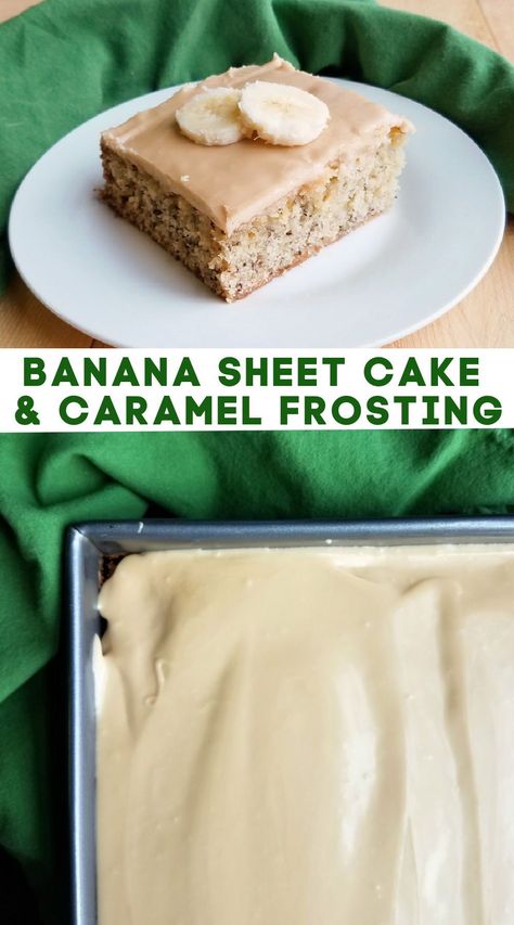 Banana Cake Icing, Brown Sugar Icing Recipe, Banana Cake Frosting, Banana Sheet Cake, Cake With Caramel Icing, Banana Sheet Cakes, Brown Sugar Icing, Cake Banana, Cake With Caramel