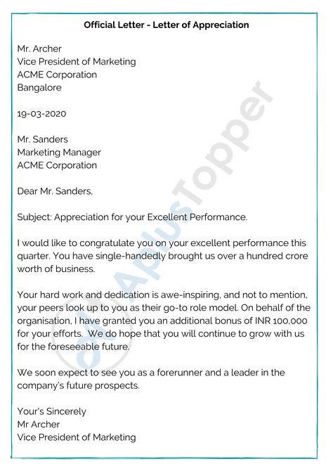 Official Letter | Samples, Format, How To Write an Official Letter? - A Plus Topper How To Write An Official Letter, Official Letter Sample, Compliment Letter, Official Letter Format, Letter Writing Samples, Formal Letter, Appreciation Letter, Writing Conventions, Official Letter