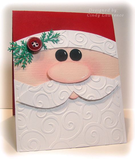 Santa card Santa Card, Santa Christmas Cards, Santa Cards, Stampin Up Christmas Cards, Diy Christmas Cards, Santa Clause, Punch Art, Punch Cards, Christmas Cards To Make