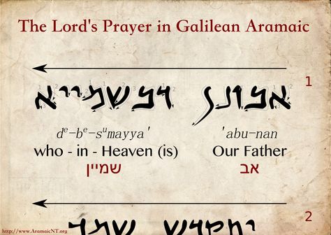 O Father-Mother Birther of the Cosmos?! | The Aramaic New Testament Lords Prayer Tattoo, Aramaic Alphabet, Syriac Language, Aramaic Language, Hebrew Lessons, Biblical Hebrew, The Lord's Prayer, Lord’s Prayer, I Love You God