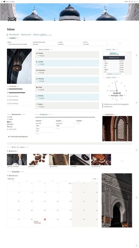 Work Notion, School Notion, Notion Study, Notion Templates For Students, Notion Template Ideas, Notions Storage, Islamic Template, Study Tracker, Student Dashboard