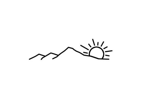 Berg Tattoo, Nature Decal, Mountain Drawing, Cute Easy Doodles, Simple Line Drawings, Outline Drawing, Mountain Sunset, Small Drawings, Easy Doodle Art