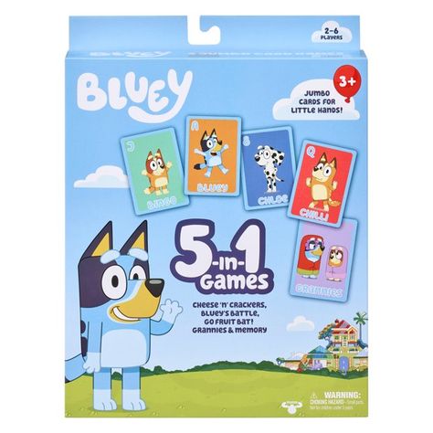 Bluey 5 In 1 Games: Cheese 'N' Crackers, Bluey'S Battle, Go Fruit Bat!, Grannies & Memory, 5 In 1 Card Game Set, Preschool, Ages 3+ - Walmart.com Bluey Games, Blue Heeler Dog, Old Maid, Heeler Dog, Blue Heeler Dogs, Fruit Bat, Early Learning Centre, Moose Toys, Preschool Age