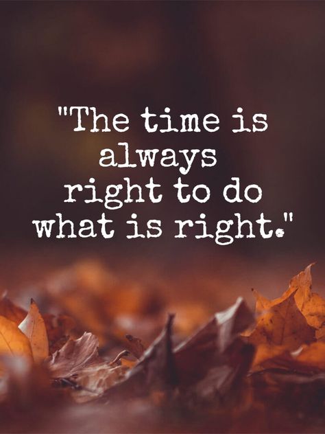 The time is always right to do what is right. #motivation #motivationalquotes #quotes #inspiration #goals #positivity #believe #success #inspirationalquotes #inspire #positivevibes #life #time quotes #quoteoftheday #inspirational #successquotes #thoughts The Time Is Always Right To Do Right, Quotes About Doing The Right Thing, Do The Right Thing Quotes, Life Time Quotes, Do The Right Thing, Awesome Quotes, Do What Is Right, Time Quotes, Women Art