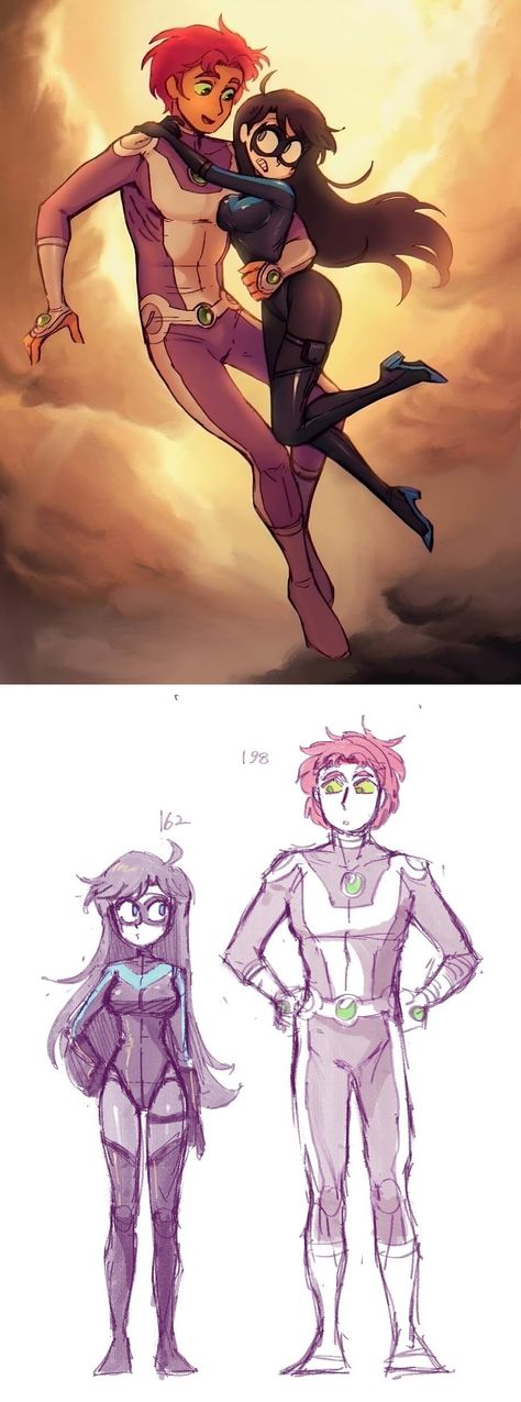 Genderbend Nightwing, Starfire Genderbend, Male Starfire, Fem Nightwing, Starfire X Nightwing, Nightwing X Starfire, Female Nightwing, Dc Genderbend, Starfire And Nightwing